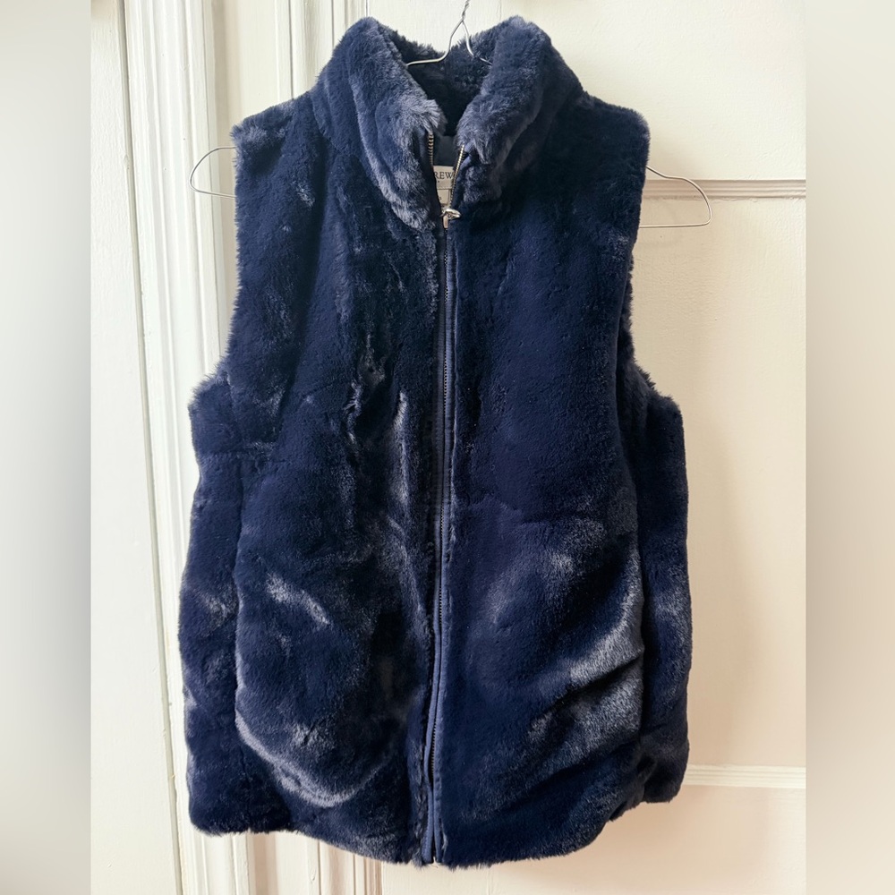 J. Crew Factory Midnight Blue Faux Fur Vest